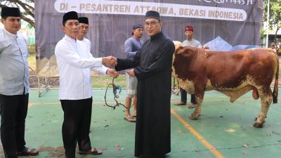 Plh Bupati Bekasi Serahkan Hewan Kurban ke Ponpes At Taqwa Babelan